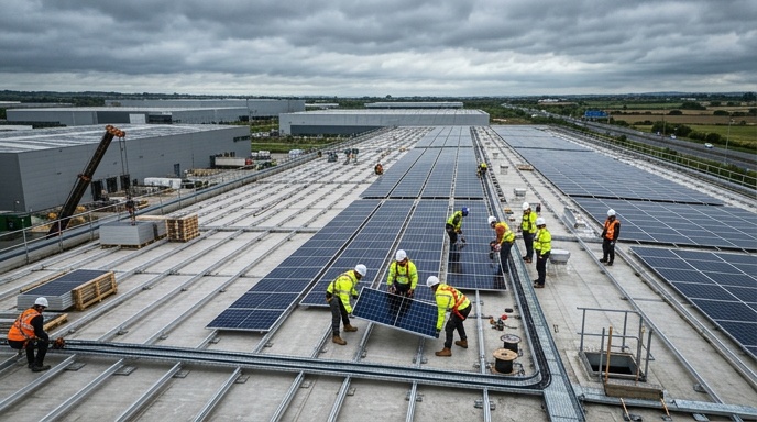 Which Solar Panels Are Best for Commercial Sites? 2 Close-up comparison of monocrystalline and polycrystalline solar panels on a commercial roof
